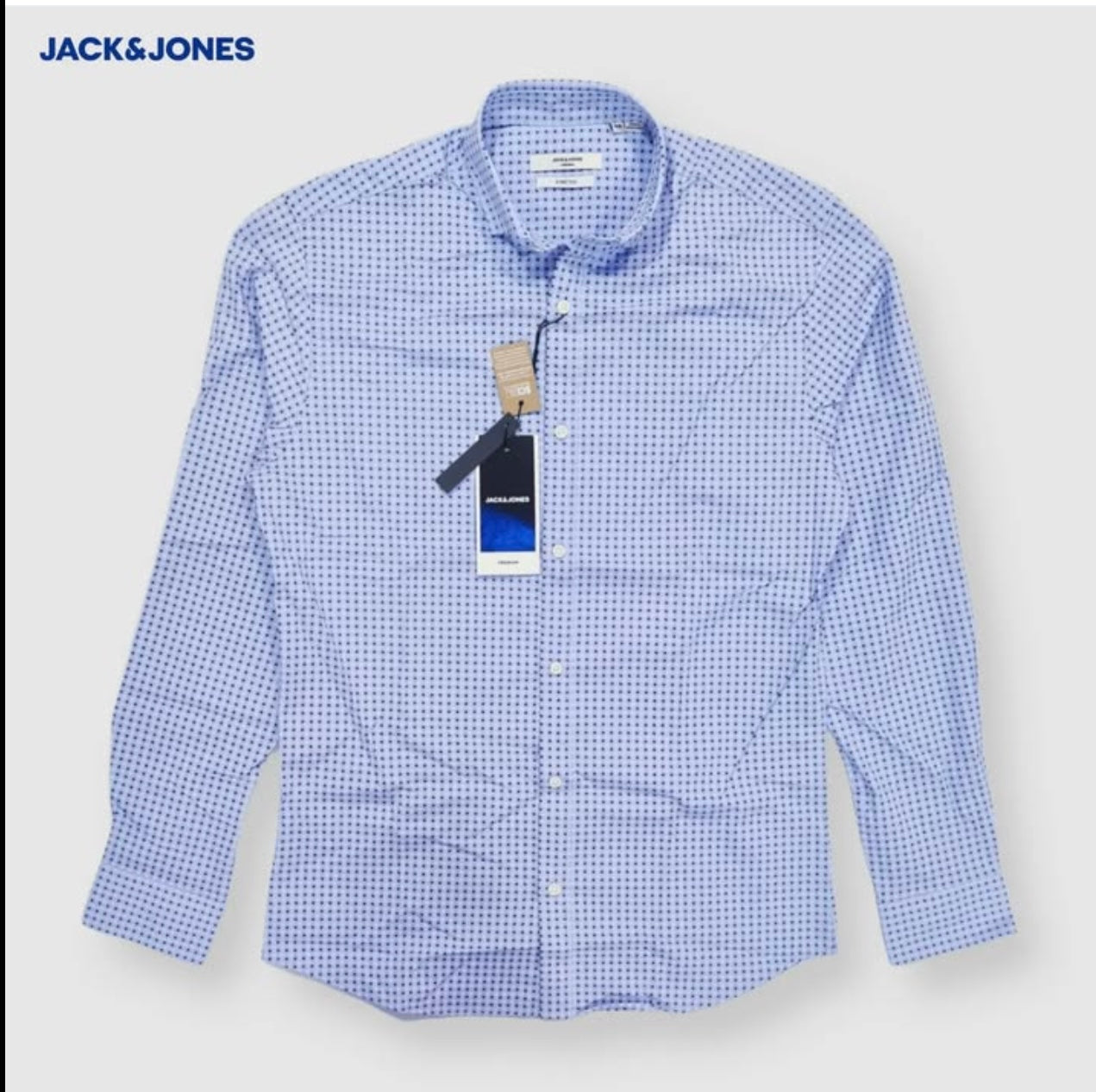 Jack & Jones Slim Fit Blue Pattern Button Cuff Shirt