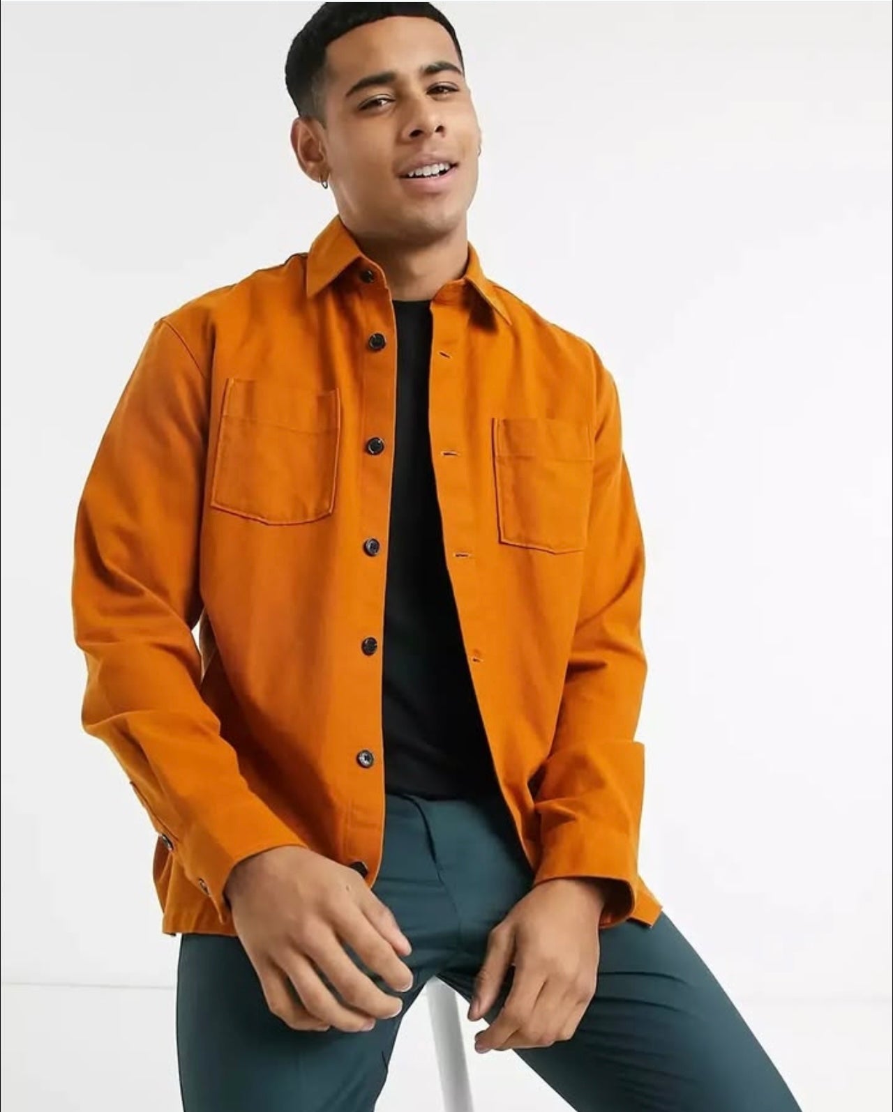 Selected Homme Regular Fit Overshirt in Orange