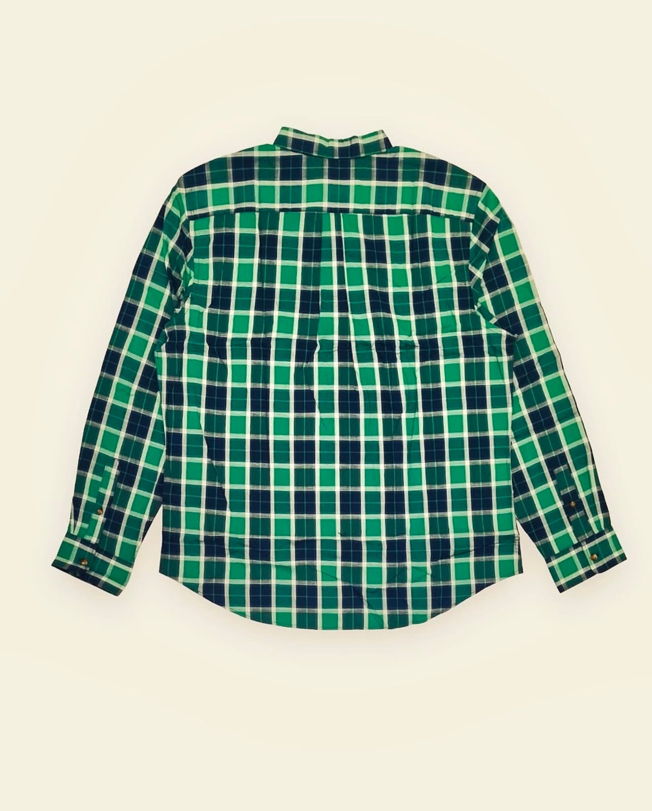 Old Navy Green Plaid Cotton Button Cuff Shirt