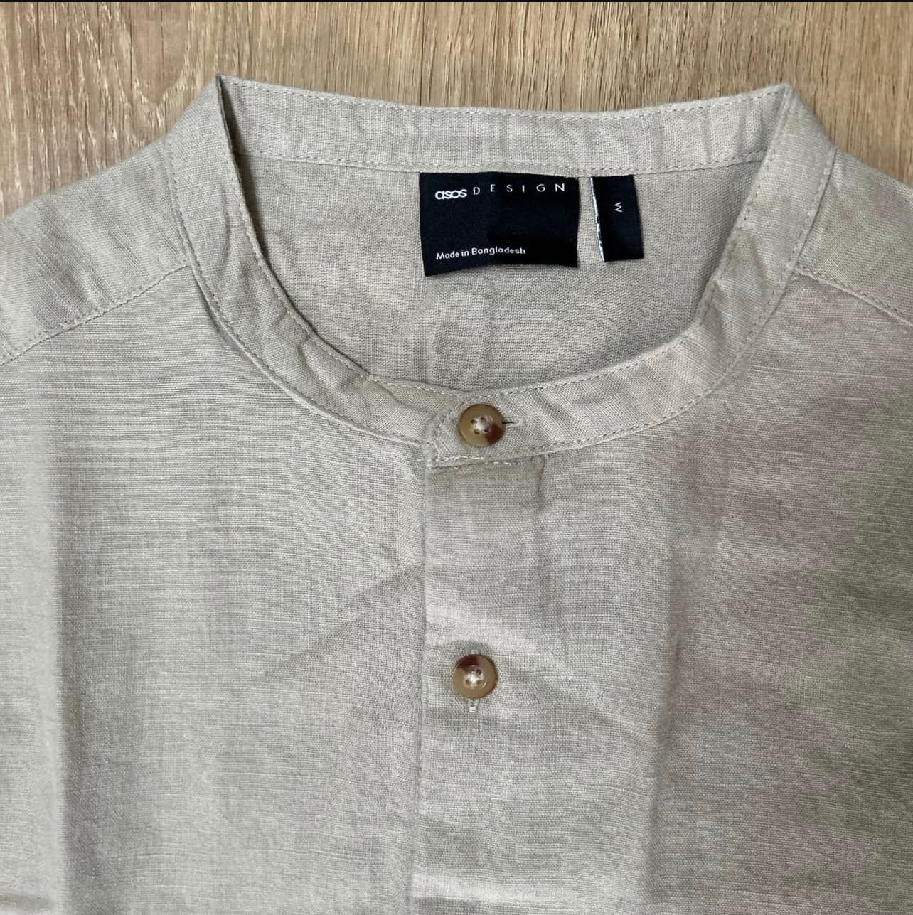 Asos Oatmeal Shirt in Grandad Collar