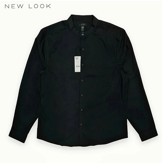 New Look Regular Fit Black Poplin Button Cuff Shirt