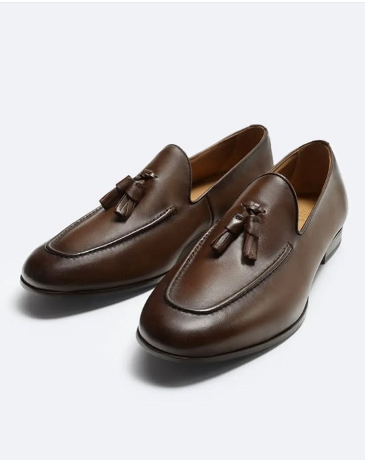 Zara Leather Loafers in Brown