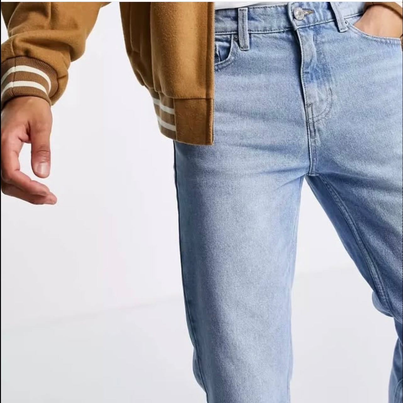 New Look Slim Fit Blue Rigid Denim With Cropped Length