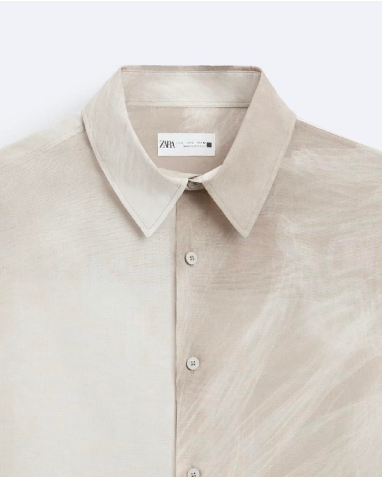 Zara Regular Fit Tie & Dye Cotton Shirt in Beige