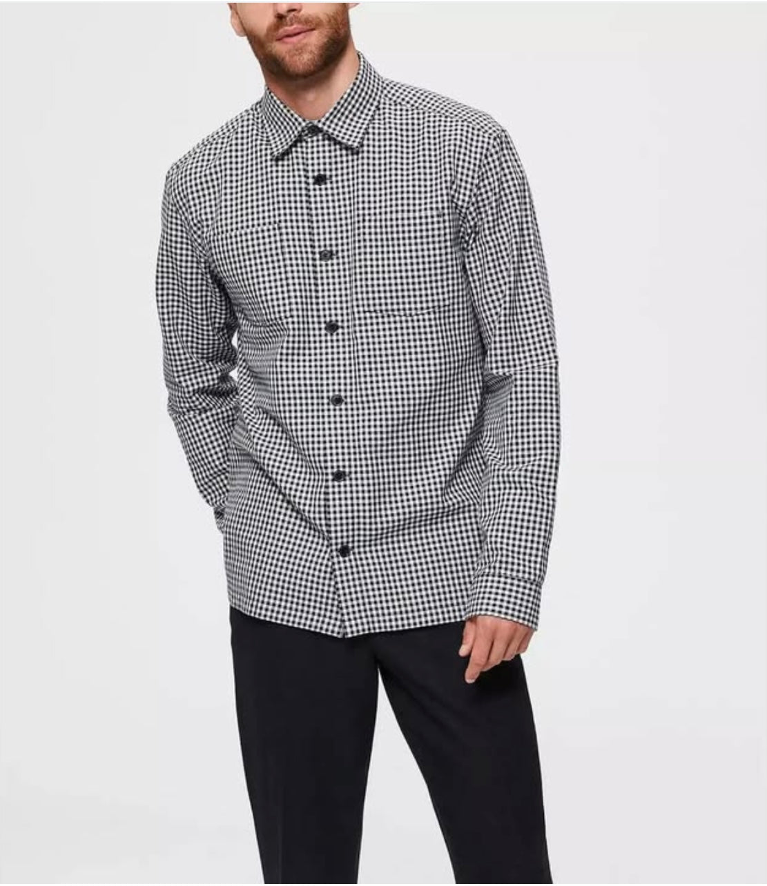 Selected Homme Regular Fit Elan Overshirt in Black Check