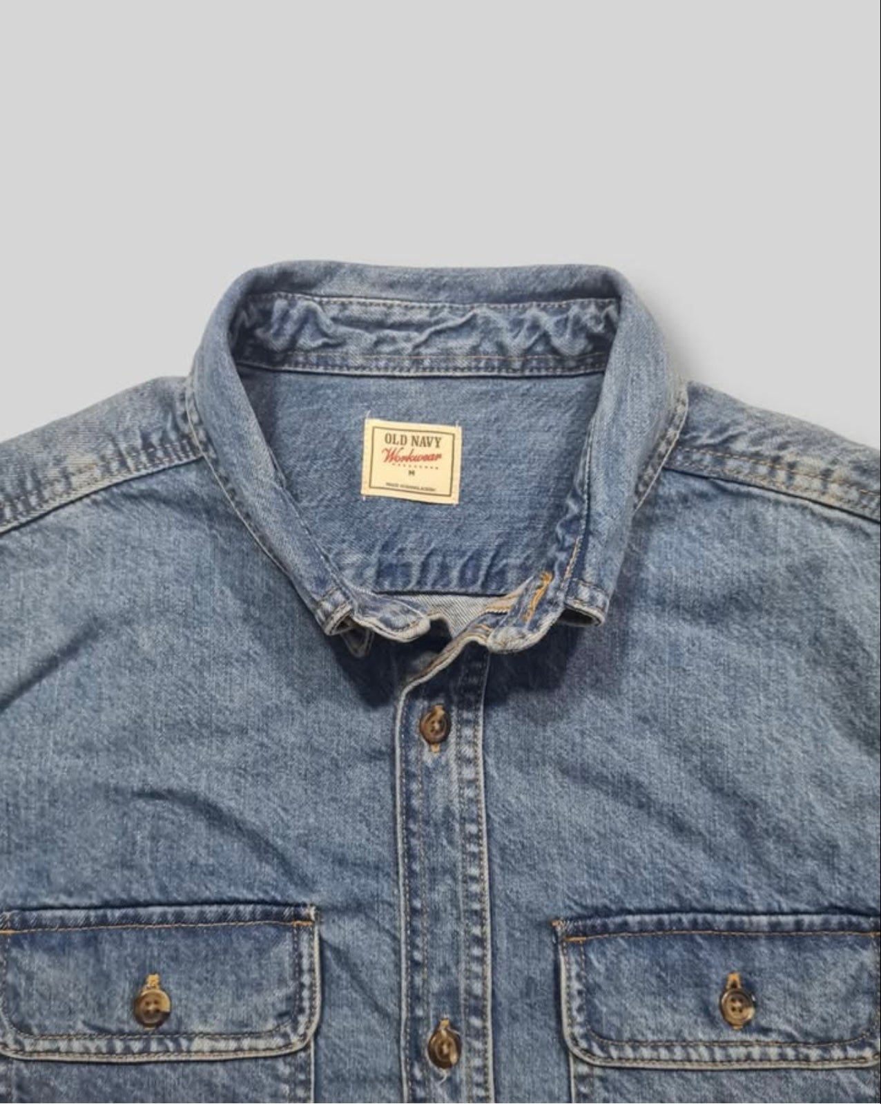 Old Navy Regular Fit Blue Wash Denim Shirt
