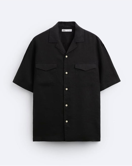 Zara Linen Shirt in Black