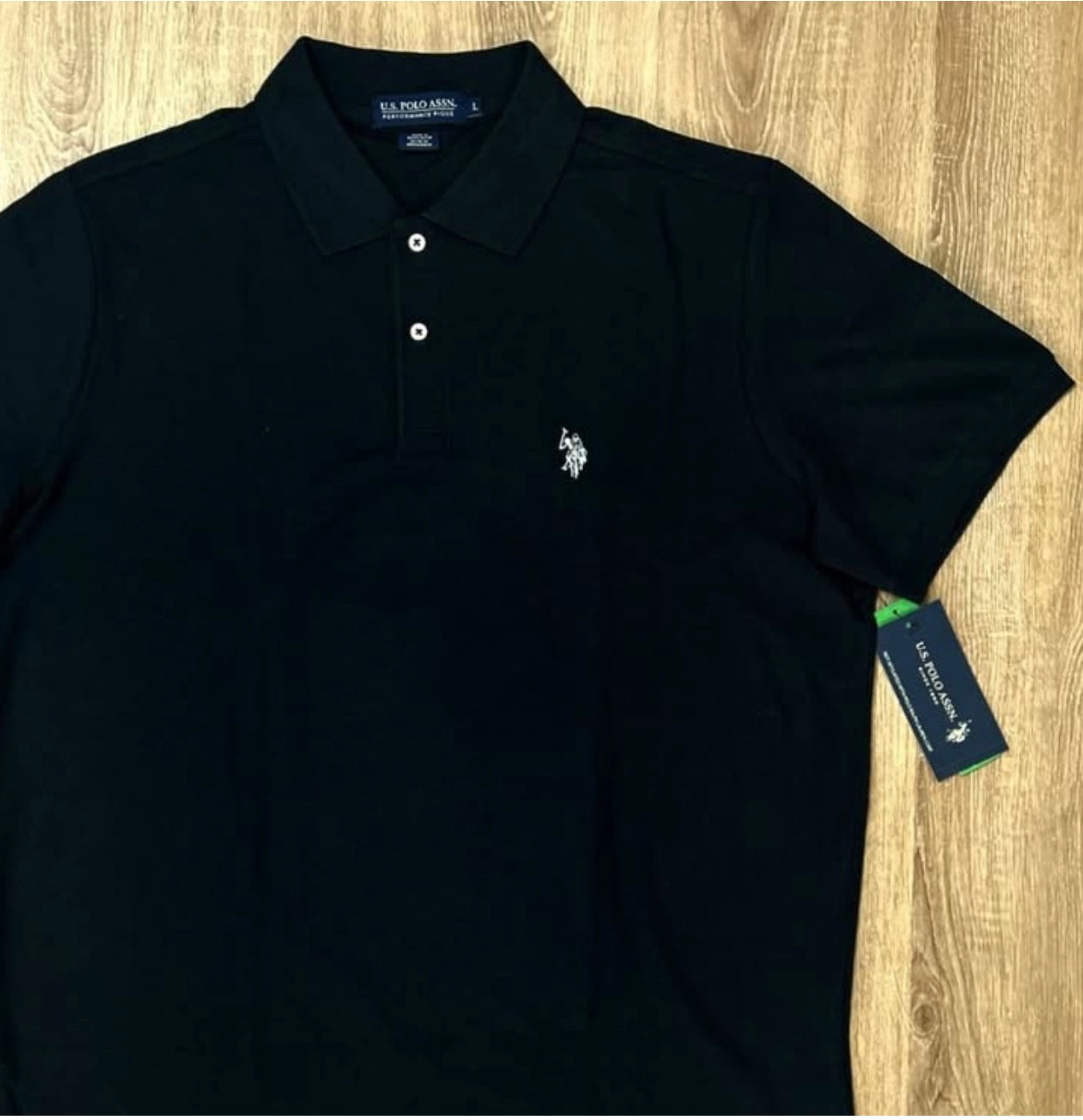 US Polo Assn Regular Fit Performance Pique Polo in Black