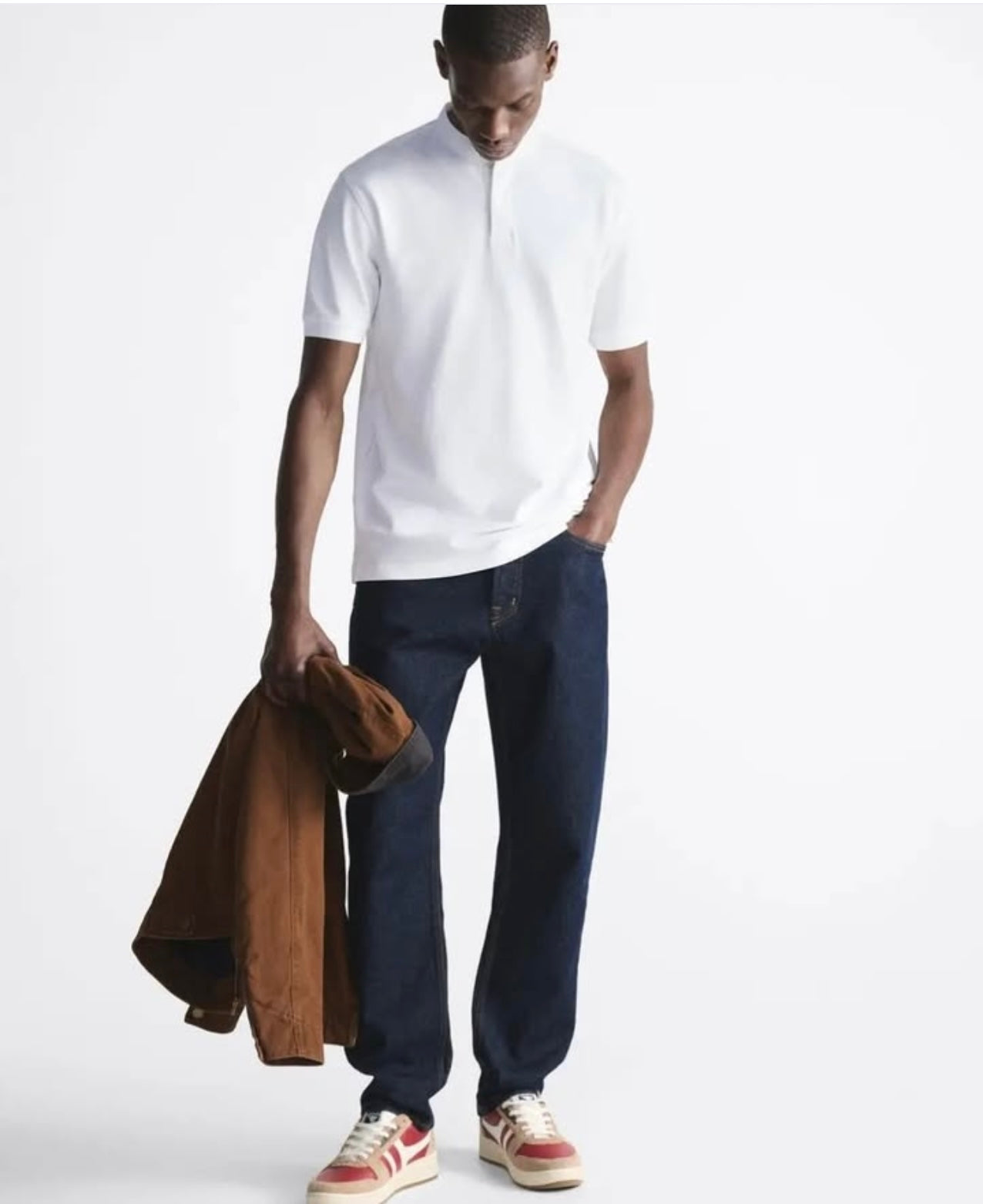 Zara Textured Pique Polo Shirt in White