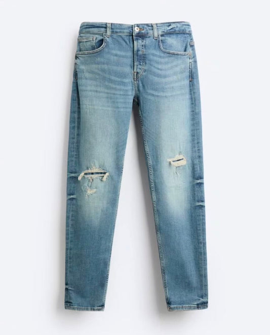 Zara Slim Fit Blue Ripped Denim
