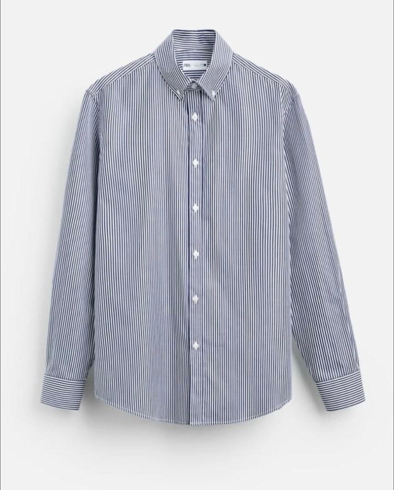Zara Cotton Shirt in Navy Stripes