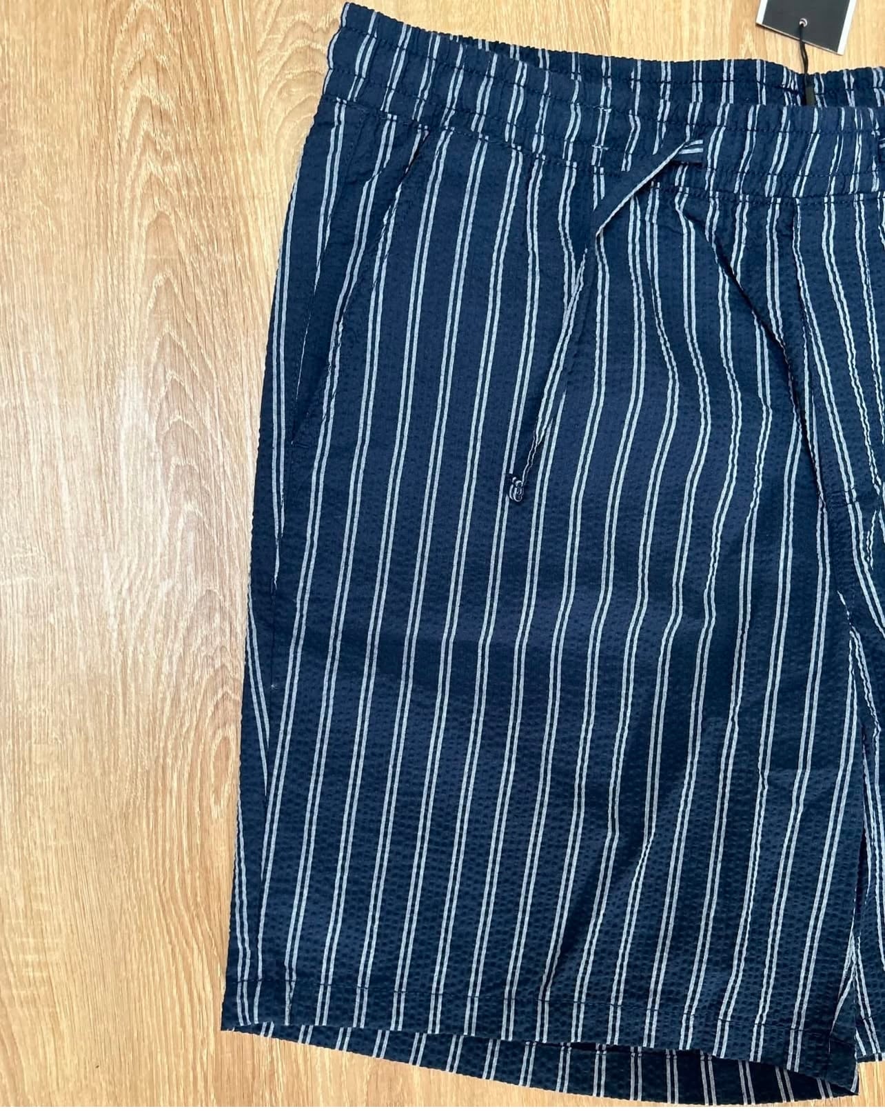 Jack & Jones Regular Fit Seersucker Shorts in Navy