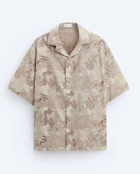 Zara Jacquard Palm Tree Shirt