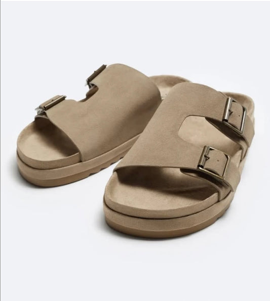 Zara Suede Sandal in Nude