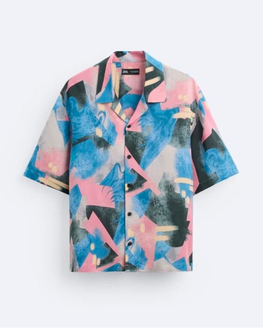 Zara Regular Fit Shirt in Geometric Print