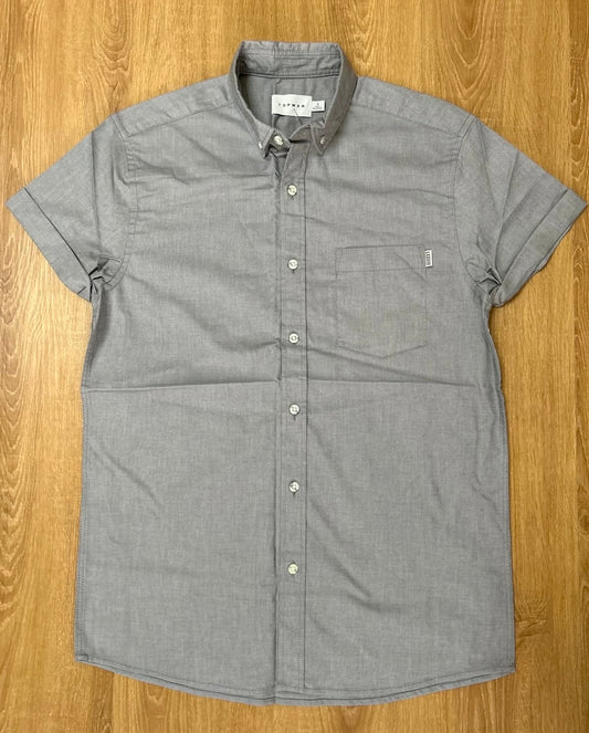 Topman Regular Fit Cotton Shirt in Grey