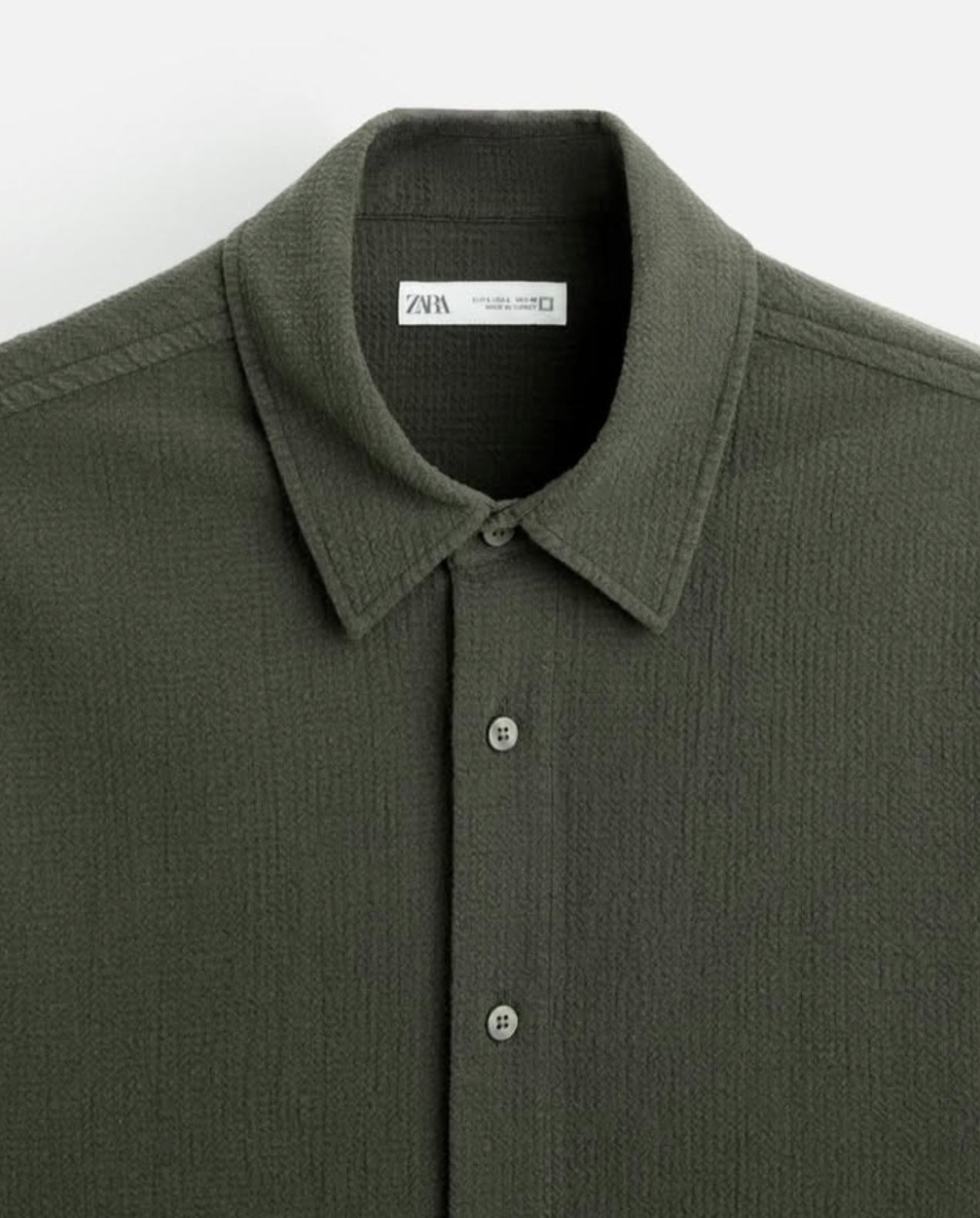 Zara Regular Fit Textured Shirt in Green