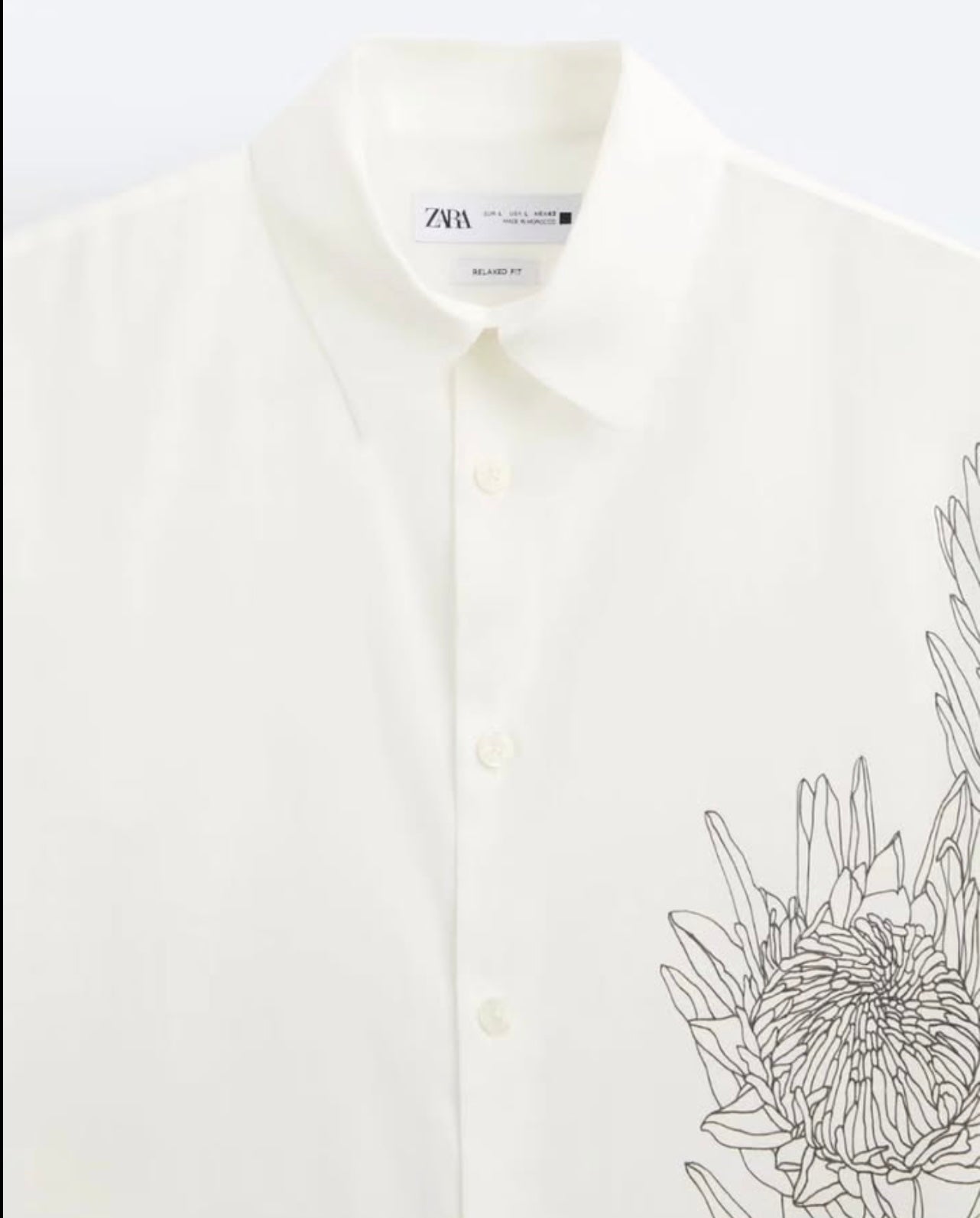 Zara White Shirt With Pattern