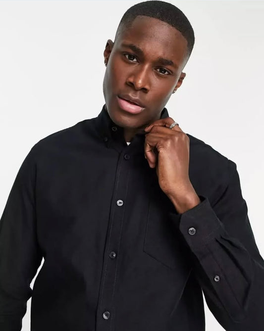 Ben Sherman Regular Fit Black Cotton Button Cuff Shirt