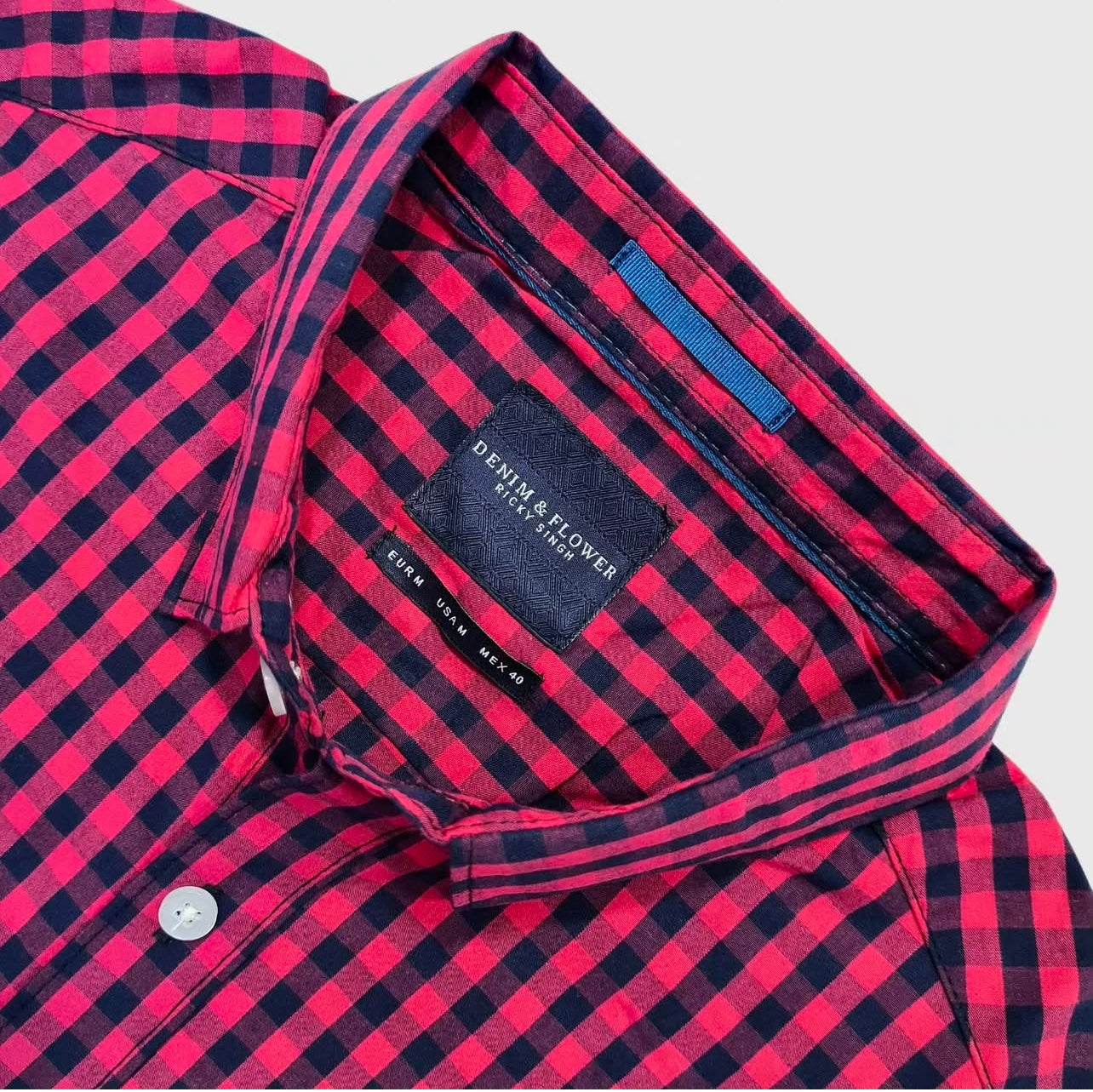 Denim & Flower Regular Fit Red and Black Check Cotton Shirt