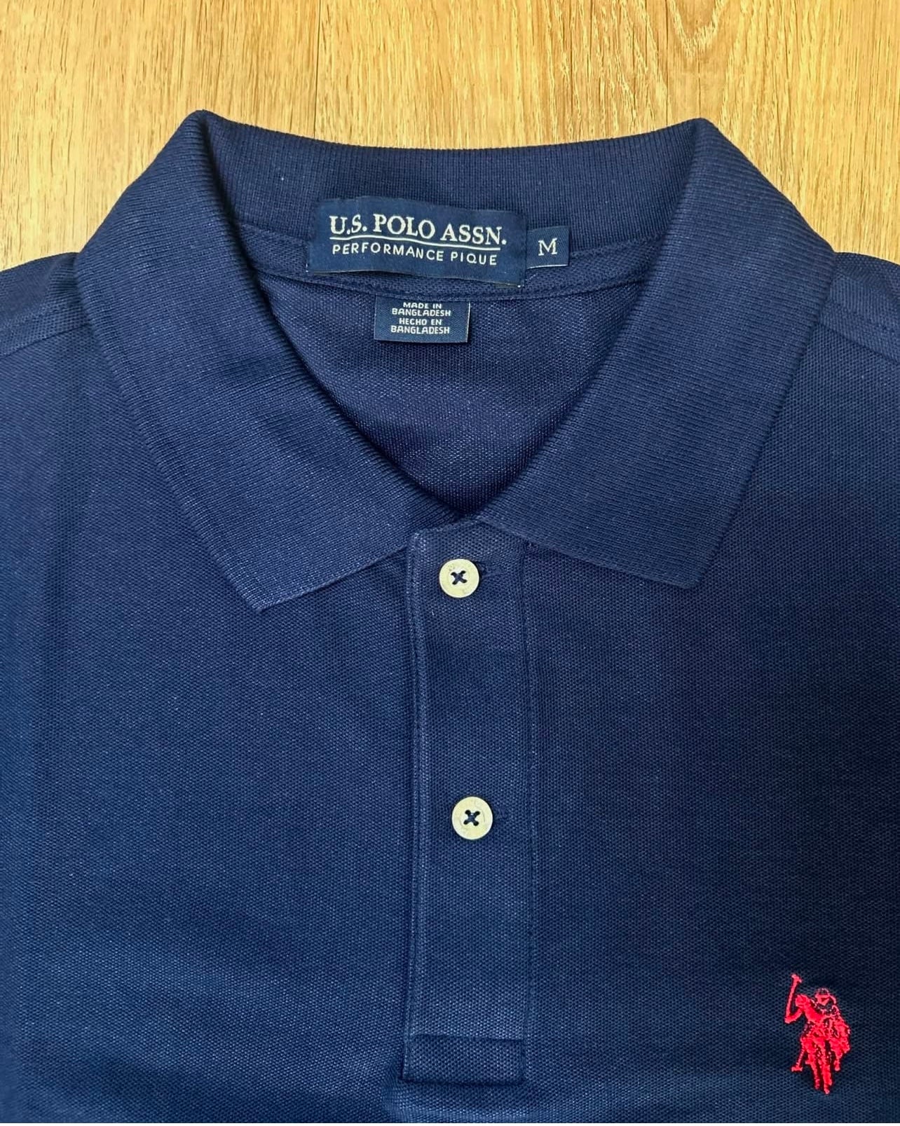 U S Polo Assn Regular Fit Pique Polo Shirt in Navy