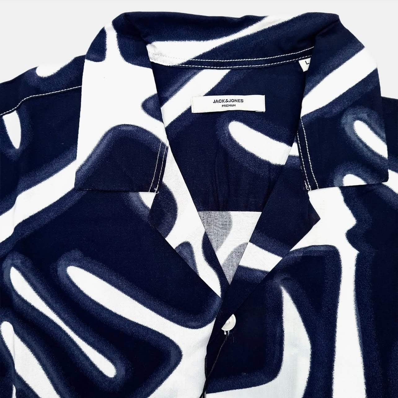 J & J Regular Fit Shirt in Navy Pattern