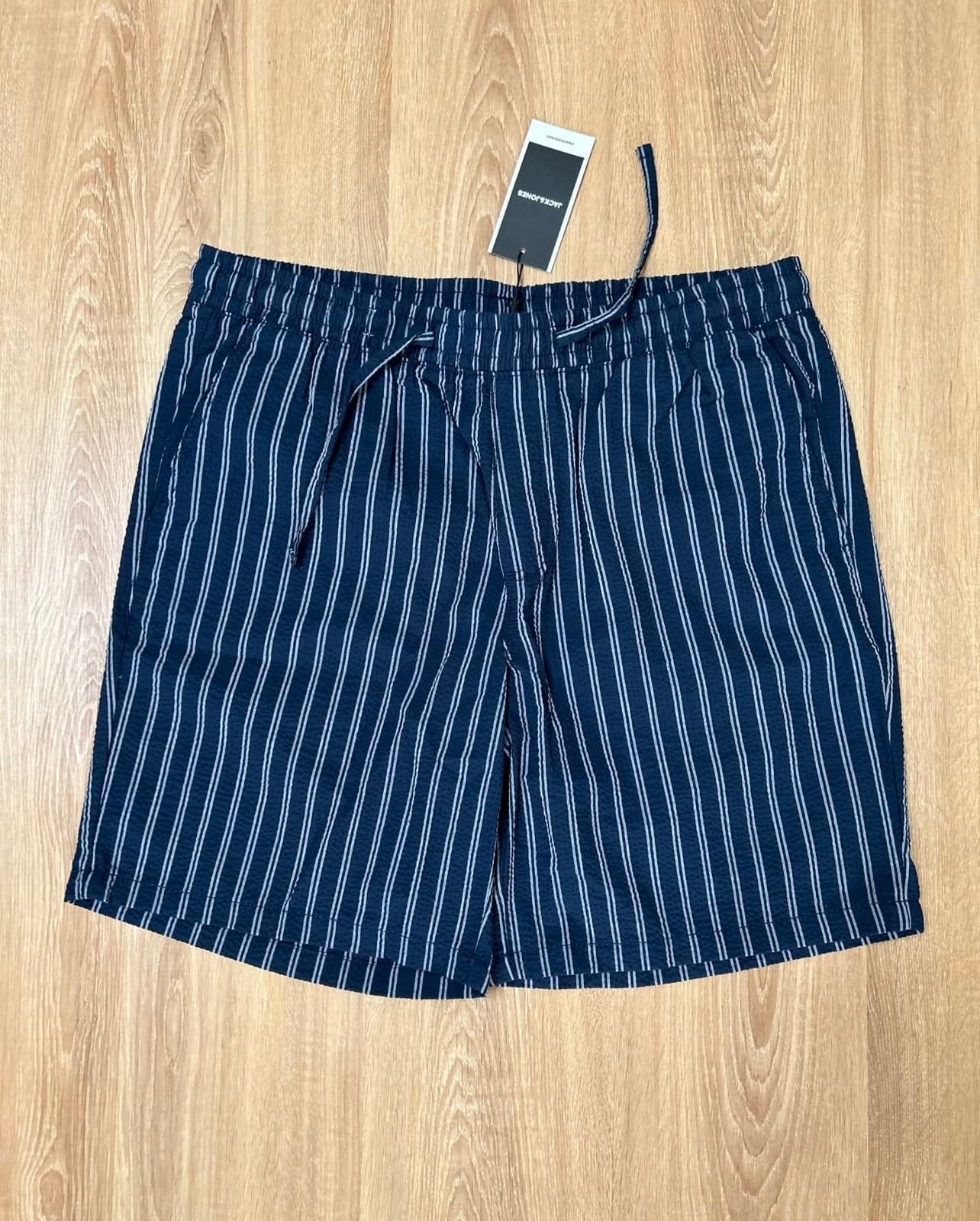 Jack & Jones Regular Fit Seersucker Shorts in Navy