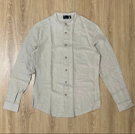 Asos Oatmeal Shirt in Grandad Collar