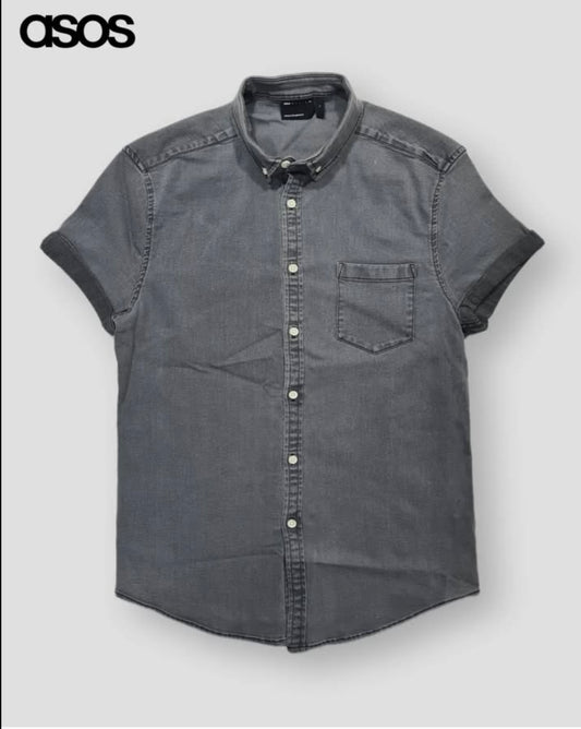 Asos Slim Fit Grey Wash Denim Sleeve