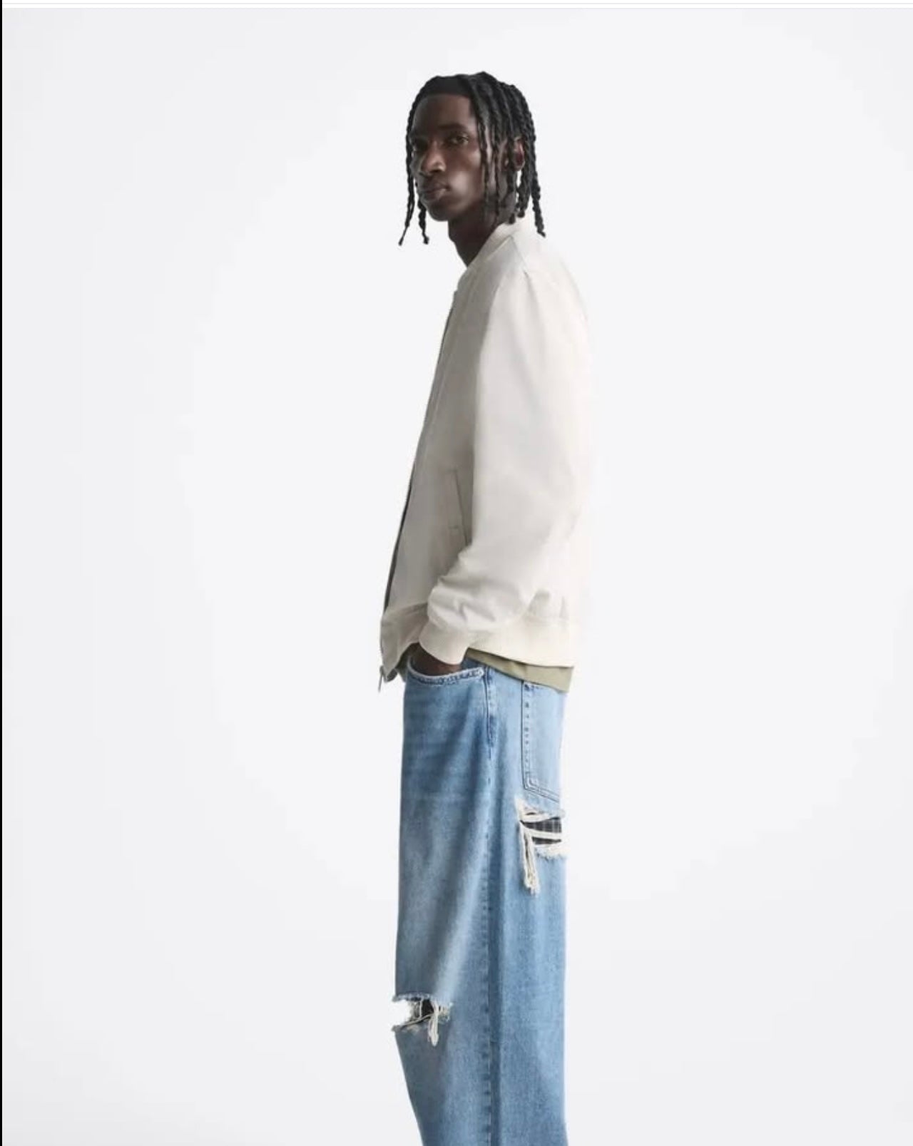 Zara Bomber Jacket in Off White