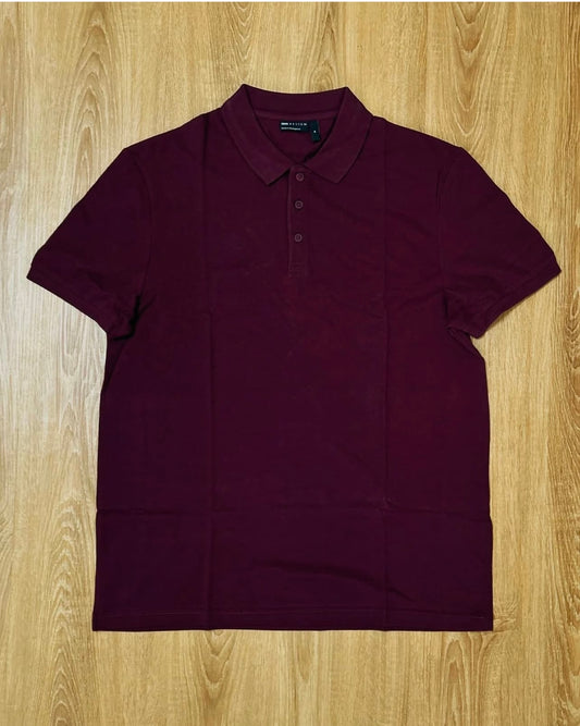 Asos Pique Cotton Polo Shirt in Maroon