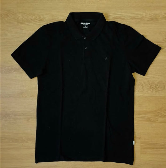 Jack & Jones Slim Fit Black Pique Polo Shirt