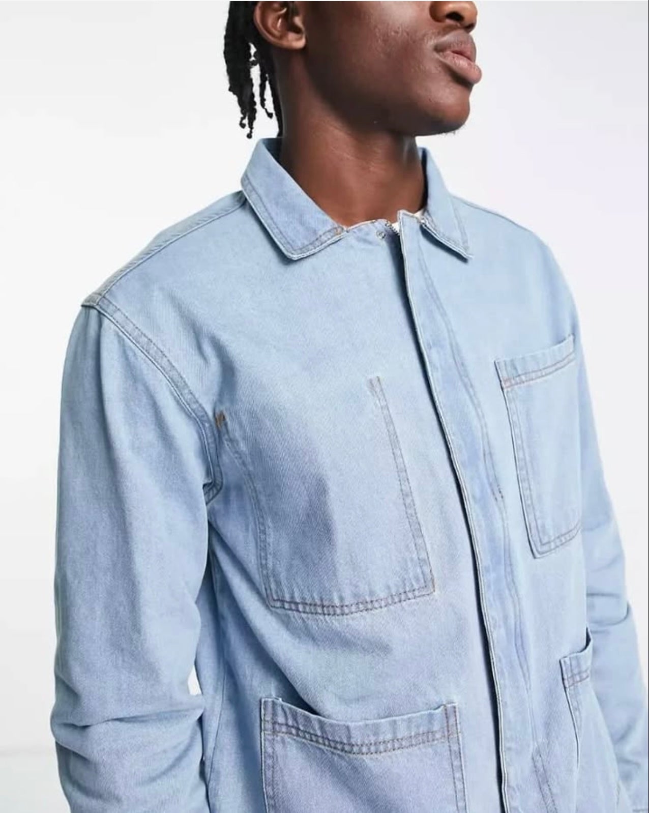 Another Influence Regular Fit Light Blue Denim 3- Pocket Jacket
