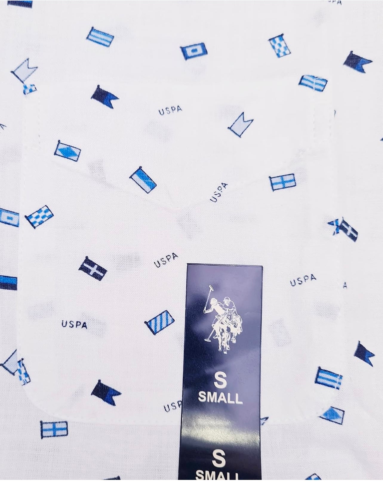 US Polo Assn Cotton White Shirt With All Over Flag Print