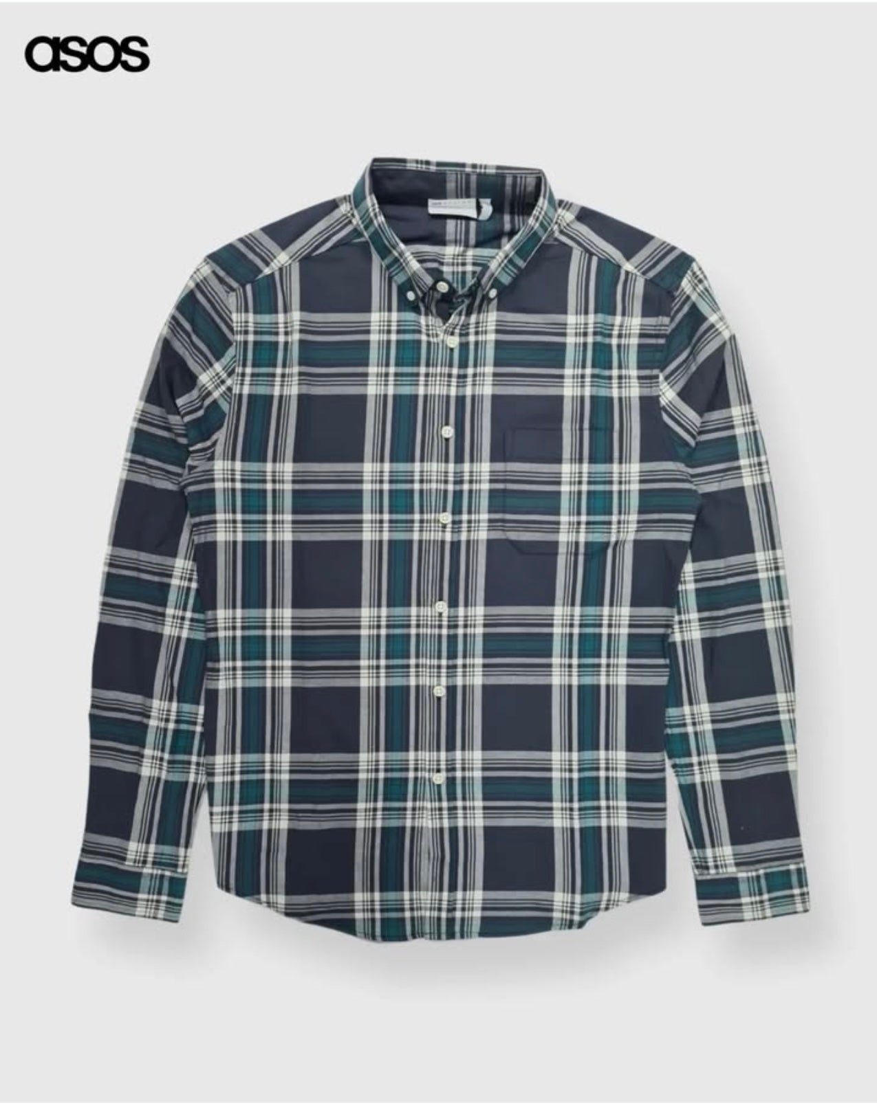 Asos Slim Fit Plaid Cotton Button Cuff Shirt