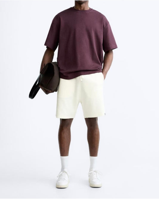 Zara Regular Fit Shorts in Off White