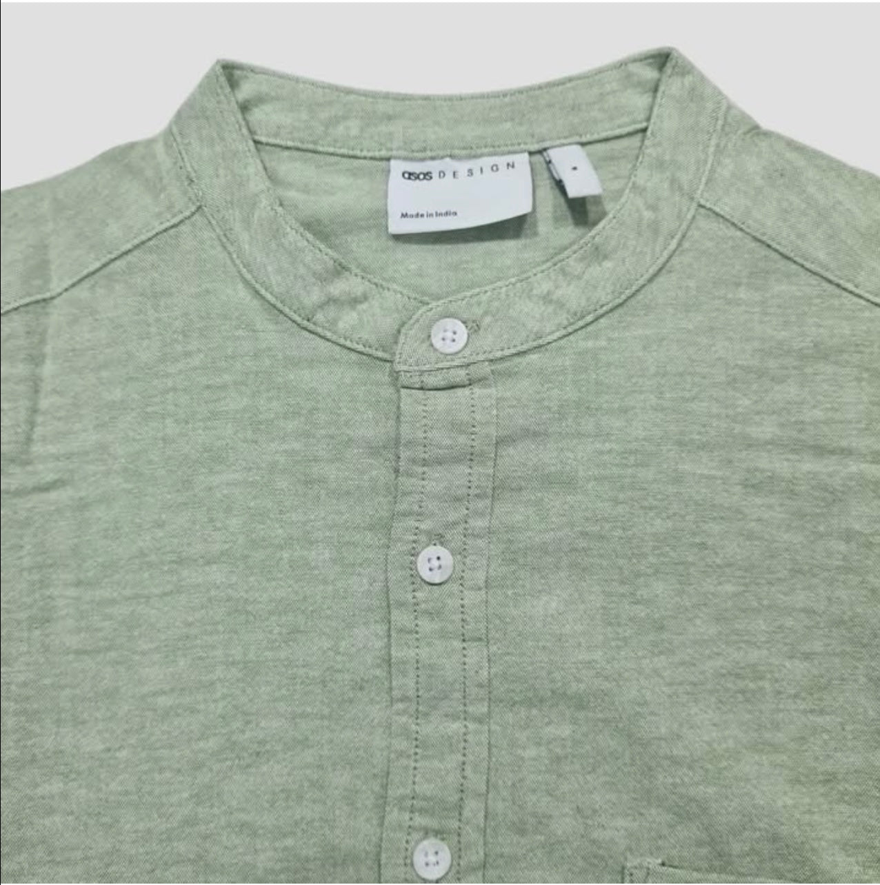 Asos Slim Fit Olive Green Cotton Button Cuff Shirt