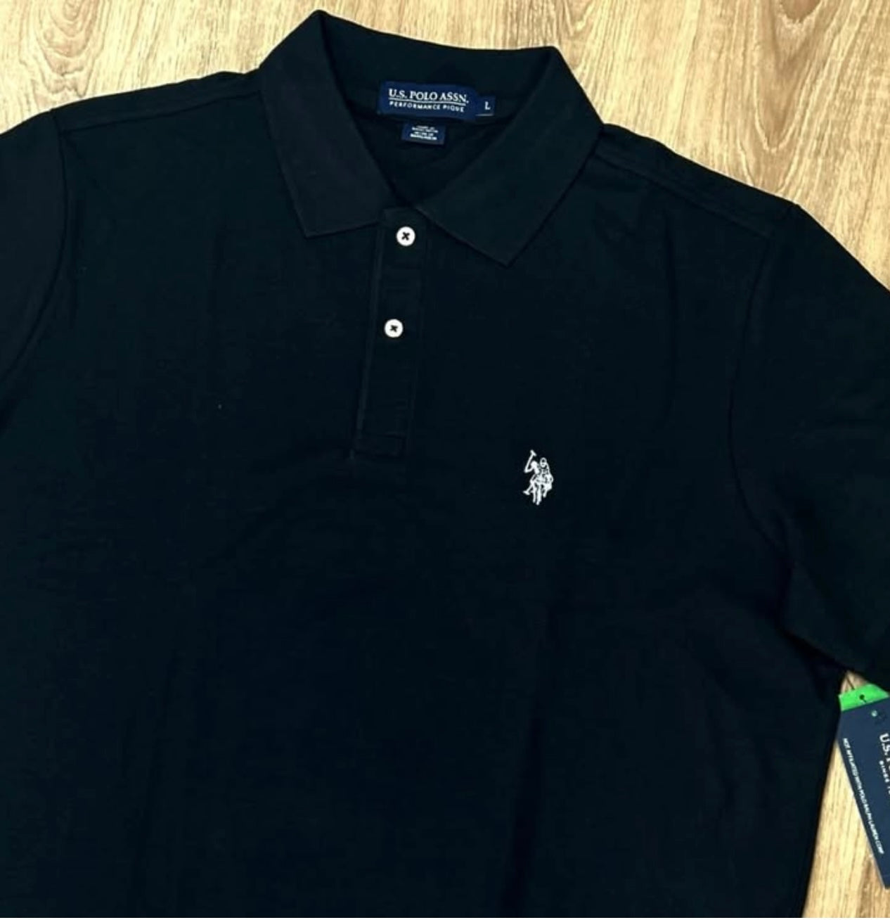 US Polo Assn Regular Fit Performance Pique Polo in Black