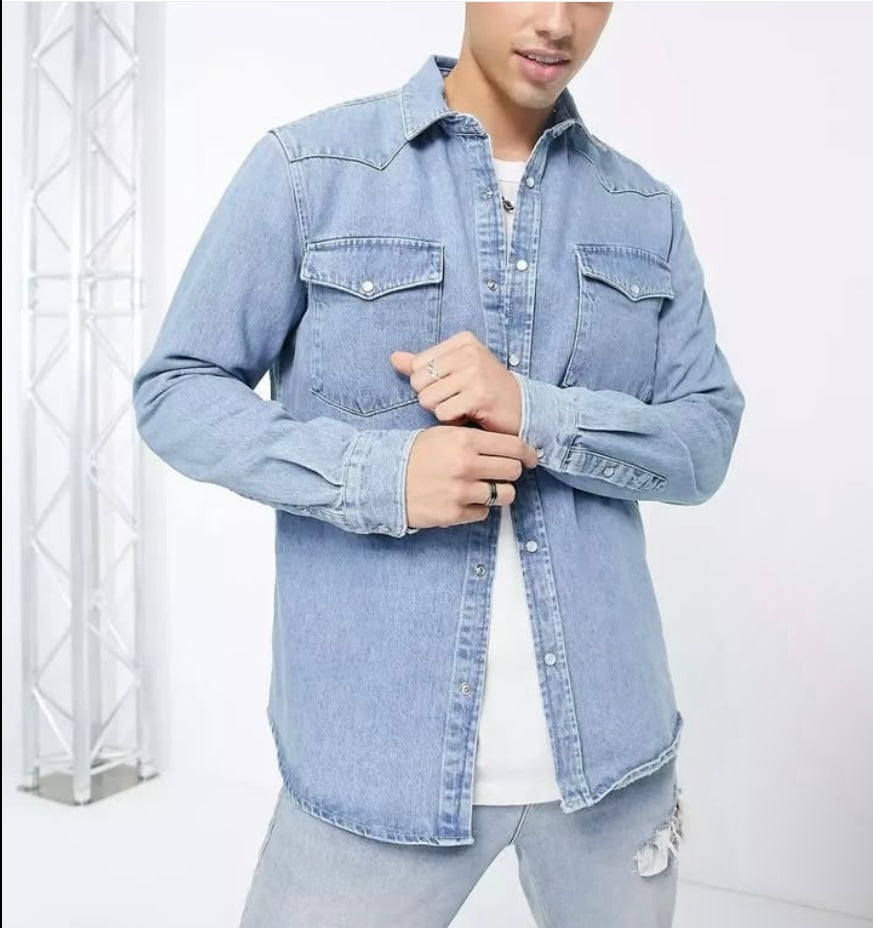 River Island Regular Fit Blue Wash Denim Jacket