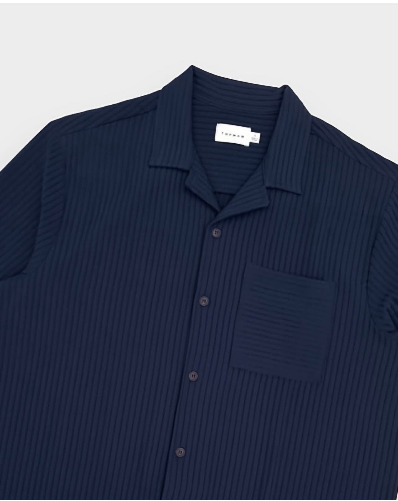 Topman Regular Fit Textured Plisse Shirt in Navy