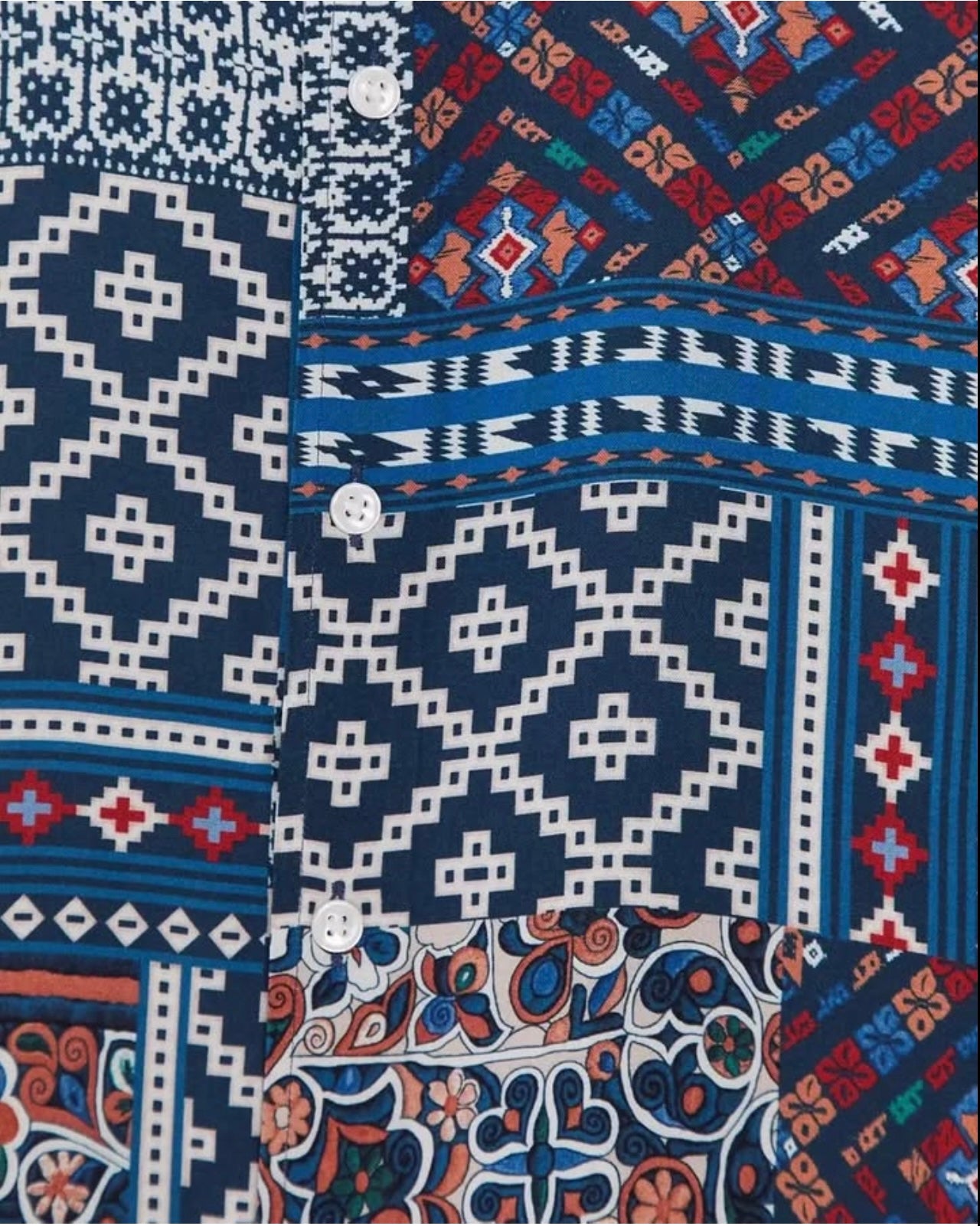 Asos Regular Fit Blue Aztec Shirt in Viscose Fabric
