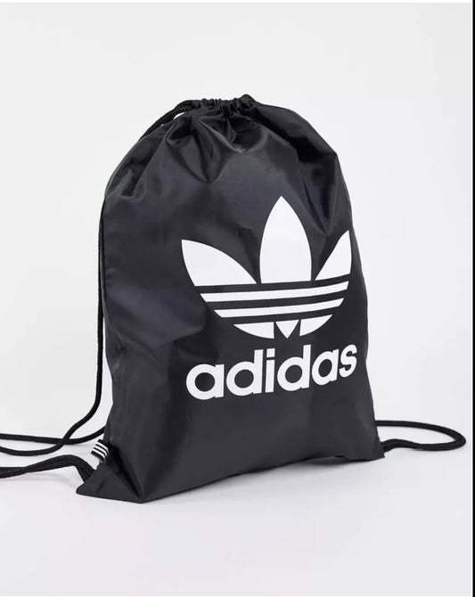 Adidas Drawstring Bag With Large Trefoil Logo in Black