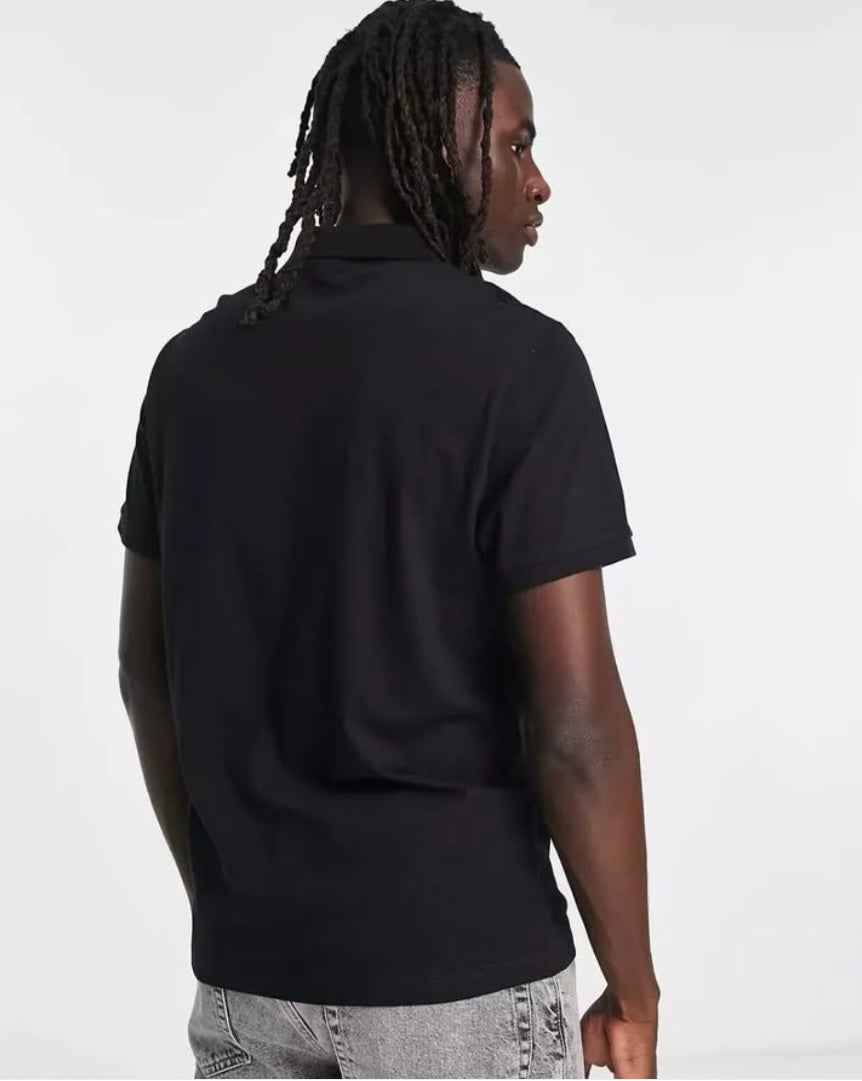 Asos Regular Fit Cotton Polo Shirt in Black