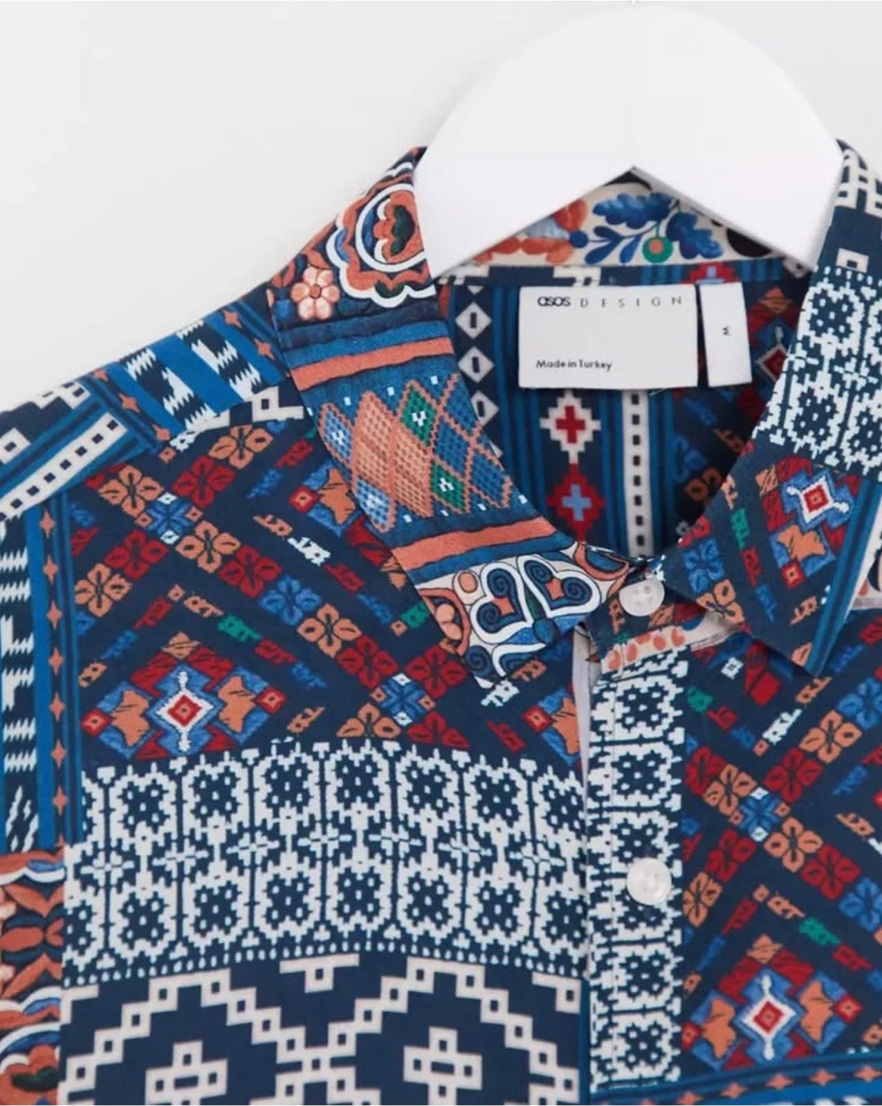 Asos Regular Fit Blue Aztec Shirt in Viscose Fabric