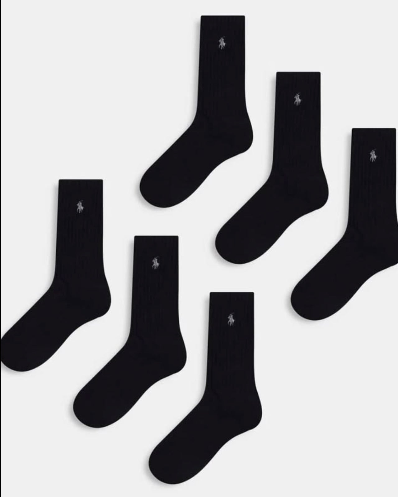 Polo Ralph Lauren 6 Pack Socks in Black With Pony Logo