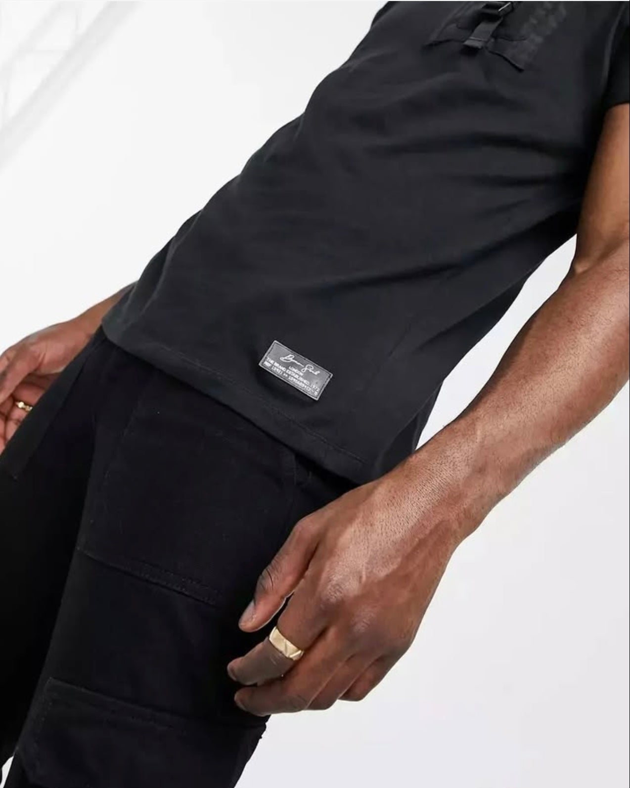 Brave Soul Regular Fit Black T Shirt With Utility Pockets