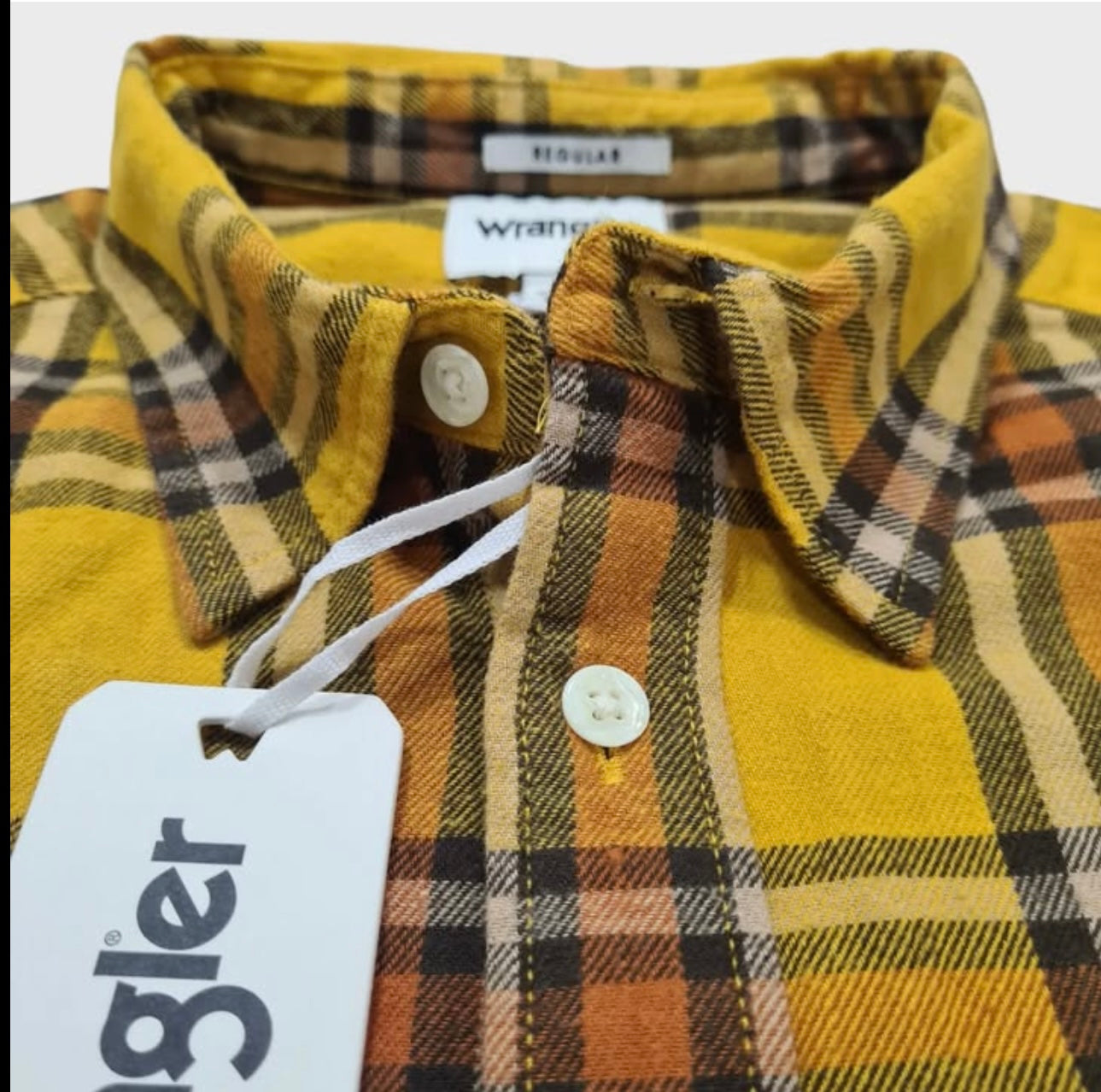 Wrangler Regular Fit Yellow Check Cotton Button Cuff Shirt