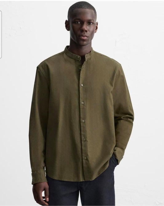 Zara Oxford Cotton Shirt in Green