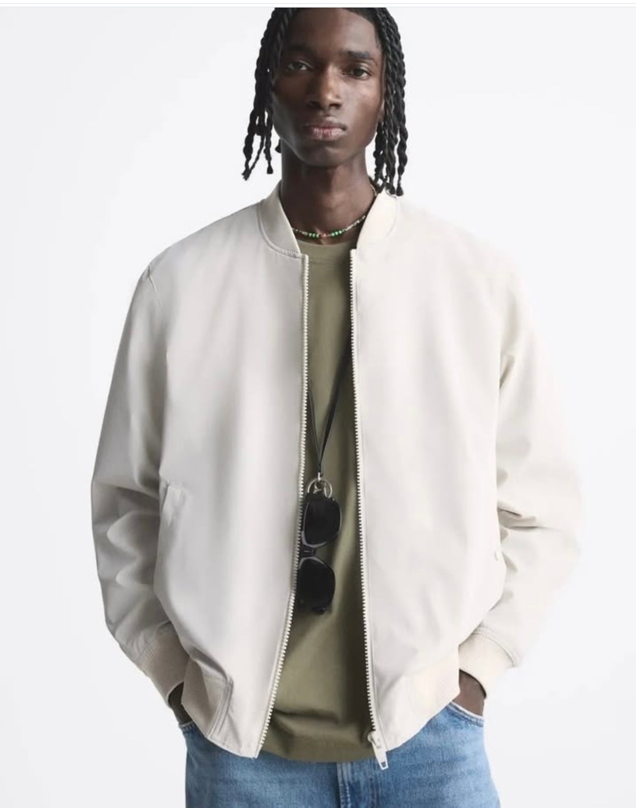 Zara Bomber Jacket in Off White