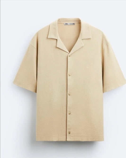 Zara Revere Collar Shirt in Beige